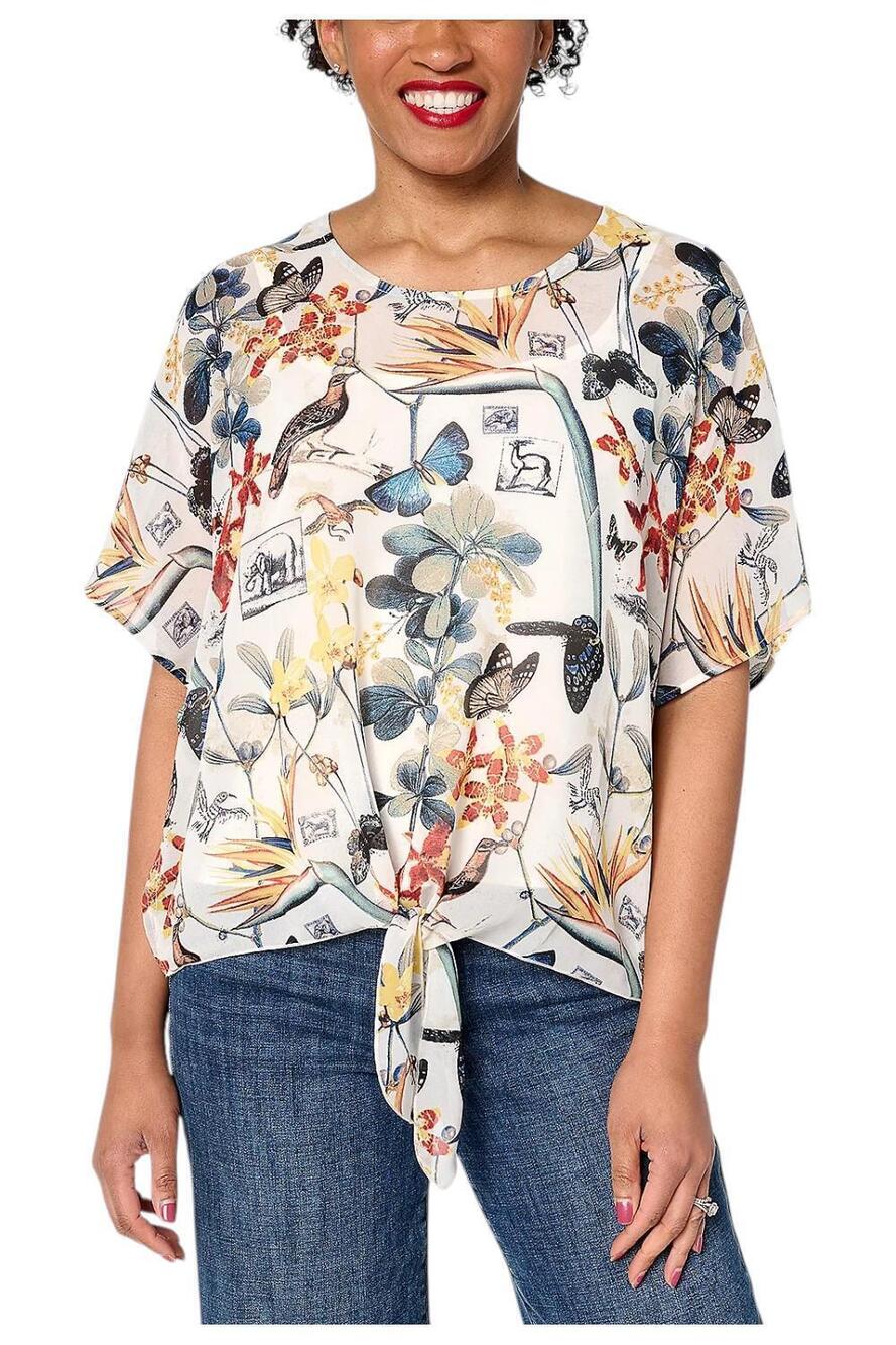 nicole by Nicole Miller Women's Chiffon TieFront Blouse Safri Foliage - Regular